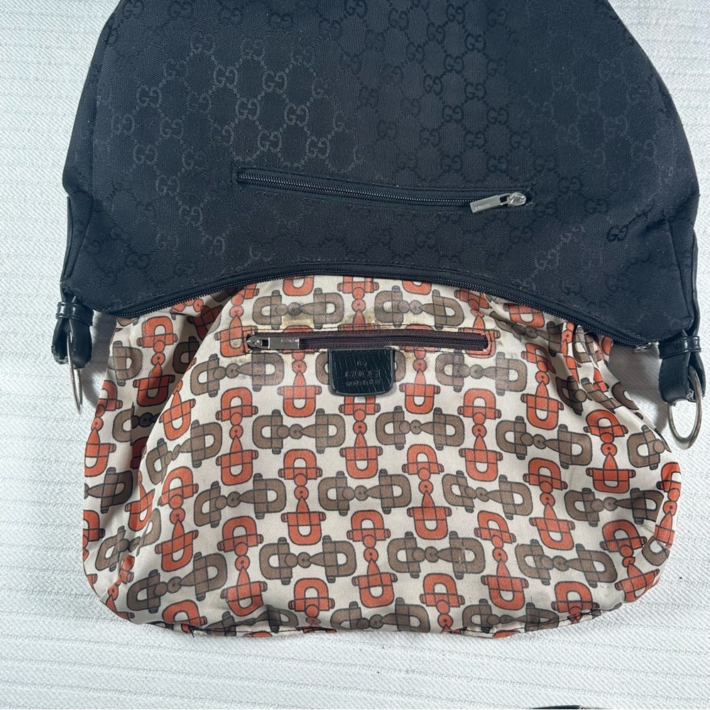 Gucci Black Canvas Hobo with Red and Green Web Stripe - Picture 15 of 16